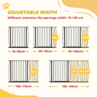 PawHut Extra Wide Dog Safety Gate, with Door Pressure, for Doorways, Hallways, Staircases - Black(m-14)