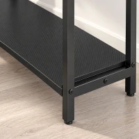 HOMCOM 114.5 cm L-Shaped Gaming Desk, Computer Desk with LED Lights, Power Station and Adjustable Mesh Shelf , Black(m-12)