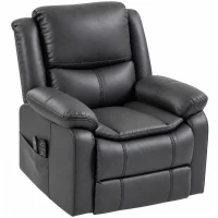 HOMCOM Riser Recliner Chair with Massage and Heat, PU Leather Power Electric Lift Armchair for Elderly, Charcoal Grey(m-15)
