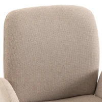 HOMCOM Swivel Accent Chair, Upholstered Linen-Look Armchair with Curved Backrest, Wrapped Armrests for Living Room, Light Brown(m-13)