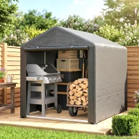 Outsunny Tuinschuur, Tentgarage, Grote Deur, Roestvrij Metalen Frame, 160x218x172 cm, Donkergrijs(m-10)