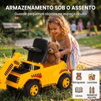 AIYAPLAY Trator Sem Pedais com Rolo Dianteiro Elevável Buzina e Arrumação Amarelo(m-6)