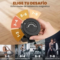 HOMCOM Bicicleta Elíptica con Resistencia Magnética Ajustable de 8 Niveles Bicicleta de Fitness con Sillín Regulable Pantalla LCD Pulsómetro y Soporte para Móvil para Casa Gimnasia 103x62x151 cm Negro(m-7)