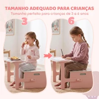 AIYAPLAY 3 em 1 Banco Porta-Brinquedos para Crianças, Convertível em Mesa e Cadeira com 2 Caixas, Estampa Raposinha, Rosa(m-8)