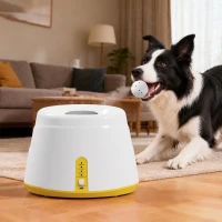 PawHut Automatic Dog Ball Launcher, Dog Thrower Machine with 6PCS 2.3" ETPU alls, 3 Adjustable Distance(20/33/46ft) & Random Mode(m-9)