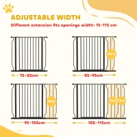 PawHut Wide Dog Safety Gate, with Door Pressure, for Doorways, Hallways, Staircases - Black(m-4)