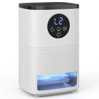 HOMCOM Deshumidificador 0,3L/Día para 15 ㎡ Depósito 1,4 Litros Luz RGB Temporizador de 24H Pantalla LED Blanco(m-1)