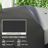 Outsunny BBQ Cover for Rectangular Gas Grill, 600D UPF30+ Oxford Fabric Barbecue Cover for Waterproof Protection Rip-Proof, with Windproof Hook and Loop Fasteners, Vents, 147 x 61 x 122 cm, Black(m-4)