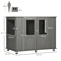 PawHut Dog Crate Table for Medium and Large Dogs with Magnetic Door for Indoor Use, 114 x 60 x 82 cm, Grey(m-3)
