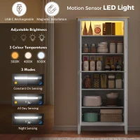 HOMCOM Tall Pantry Cupboard with Motion Sensor LED Light - Grey(m-4)