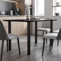 HOMCOM Conjunto de 4 Pés de Mesa em Metal Estilo Industrial com Parafusos Auto-roscantes e Patins Reguláveis 73x6x6 cm Preto(m-6)