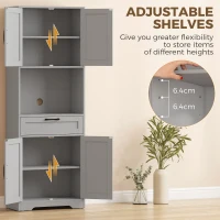 HOMCOM 170 cm Tall Kitchen Pantry with Adjustable Shelves, Freestanding Storage Cabinet with Open Shelf, Grey(m-5)