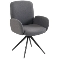 HOMCOM Swivel Accent Chair, Upholstered Linen-Look Armchair with Curved Backrest, Wrapped Armrests for Living Room, Grey(m-1)