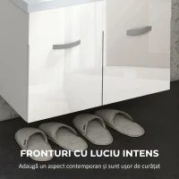 kleankin Dulap Suspendat pentru Baie cu Lavoar, Dulap cu 2 Uși și Balamale cu Amortizare, 61x40x50cm, Alb Lucios(m-6)