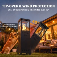 Outsunny Gas Patio Heater, 13 kW Portable Propane Outdoor Heater with Stepless Heat Control, Tip-over Protection, 4 Wheels, Black(m-5)