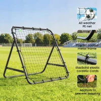 HOMCOM Adjustable Rebounder Net Kickback Target Goal for Teens Adults Training, Black(m-5)