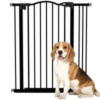 PawHut Metal Pet Safety Gate Dog Gate Folding Fence 74-87cm, Black(m-11)
