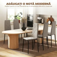 HOMCOM, Set de 6 Scaune, cu Spătar Înalt, din Piele Ecologică și Oțel, 41x50x97 cm, Gri(m-4)