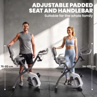 SPORTNOW 4-In-1 Folding Exercise Bike with Resistance Bands, Bluetooth App, 8-Level Magnetic Resistance, LCD Display, Grey(m-7)