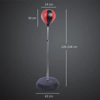 HOMCOM Punching Bag with Stand, 126-144 cm Height Adjustable Boxing Set Free Standing Speed Bag with Gloves and Air Pump for Teenagers Home Gym Workout(m-3)