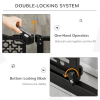 PawHut 74-105cm Pet Safety Gate Stair Barrier, with Auto Close, Double Locking - Black(m-4)