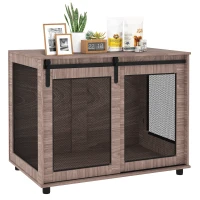 PawHut Hundebox, Transportbox für Hunde, Rückzugsbox für Haustiere, verschließbare Türen, 98 x 60 x 78 cm, Hellbraun(m-12)