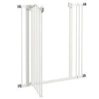 PawHut Metal Pet Safety Gate Dog Gate Folding Fence 74-87cm, White(m-8)