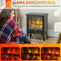 HOMCOM Chimenea Decorativa Independiente 1800W con Efecto de Llama LED Bajo Ruido Protección contra Sobrecalentamiento Negro(m-4)