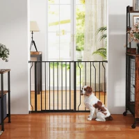 PawHut Barreira de Segurança para Cães Extensível para Escadas e Portas 75-115 cm com 2 Extensões e 10-20 cm Altura 76 cm Preto(m-9)
