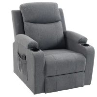 HOMCOM Riser Recliner Chair with Massage and Heat, Linen Electric Lift Armchair for Elderly with Spring Cushion, Dark Grey(m-15)