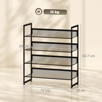 HOMCOM Pantofar Suport pentru pantofi, 4 polițe, 72 cm x 30 cm x 82,7 cm, Negru(m-3)