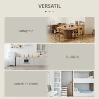 HOMCOM Masă pliabilă pentru sufragerie cu 2 extensii, masă consolă compactă din lemn, culoare stejar(m-6)