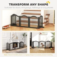 PawHut Freestanding Dog Gate Wooden Stair Gate for Dogs with Support Feet Foldable Pet Fence Safety Barrier for the House Doorway Stairs Black(m-7)