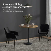 HOMCOM Set 2 Scaune Moderne pentru Sufragerie cu Brațe, Șezut Tapițat și Picioare din Oțel, 54x57x80 cm, Negru(m-4)