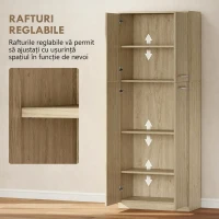 HOMCOM Mobilier de Depozitare Minimal cu 2 Dulapuri și Rafturi Reglabile, din Lemn culoare Stejar, 59x31x155 cm(m-5)