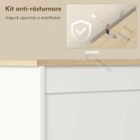 HOMCOM Bufet de Bucătărie cu 3 Dulapuri, 2 Sertare, Rafturi Reglabile și Suport pentru Condimente, 100x40x62 cm, Alb(m-7)