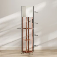 HOMCOM Stehleuchte mit 3 Ablagen Dimmbare LED Touch- und Fernbedienung Stoffschirm Lampe inklusive Glühbirne Braun(m-3)