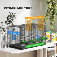 PawHut Colivie pentru Păsări cu Separator și Raft Inferior pentru Depozitare, din Oțel și PP, 94x57x57 cm, Negru(m-6)