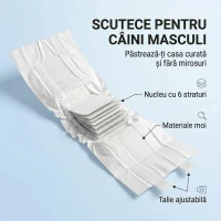 PawHut Scutece pentru Câini Masculi, 48 Bucăți cu Bandă Elastică Reglabilă, 62 x 20 cm, Alb(m-4)