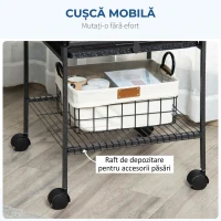 PawHut Colivie pentru Peruşi cu 2 Stinghii și Scară în Arc, din Oțel, 62,5x62,5x156 cm, Gri(m-5)