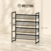 HOMCOM Zapatero, estantería para zapatos, soporte para zapatos, 4 estantes, 72 cm x 30 cm x 82,7 cm, negro(m-3)