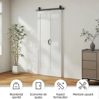 HOMCOM Ușă Glisantă Pliabilă Tip Carte cu Suprafață Vopsibilă, 90x210 cm, Albă(m-6)