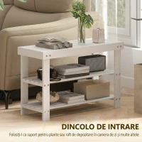HOMCOM Bancă Joasă pentru Pantofi din Bambus cu 2 Rafturi și Șezut, 70 x 28 x 45 cm, Alb(m-6)