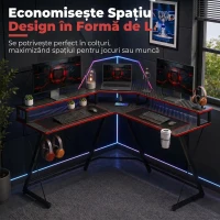 HOMCOM Birou în L cu Prize, 128 cm cu Suport Monitor(m-4)