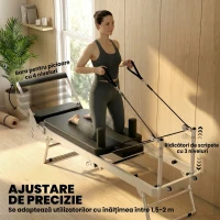 SPORTNOW Reformer Pilates Pliabil pentru Acasă cu 2 Benzi Elastice, Alb(m-6)