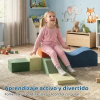 AIYAPLAY Juego de 6 Bloques de Espuma para Niños Bloques de Psicomotricidad Infantil con Base Antideslizante +1 Años(m-5)