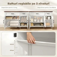 HOMCOM Bufet Dulap Jos pentru Depozitare, MDF, 110 x 35 x 80,5 cm, Alb(m-6)