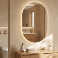 HOMCOM Oglindă de Baie cu LED 50 x 70 cm, Fără Ramă, 3 Culori Reglabile(m-9)