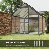 Outsunny Sera Walk-In Aluminiu & Policarbonat – Ventilatie si Jgheab(m-6)