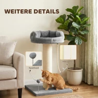 PawHut Krabpaal met kattenbed, 1 ligplek, incl. kattenspeeltje, 55 x 55 x 83 cm, grijs(m-5)